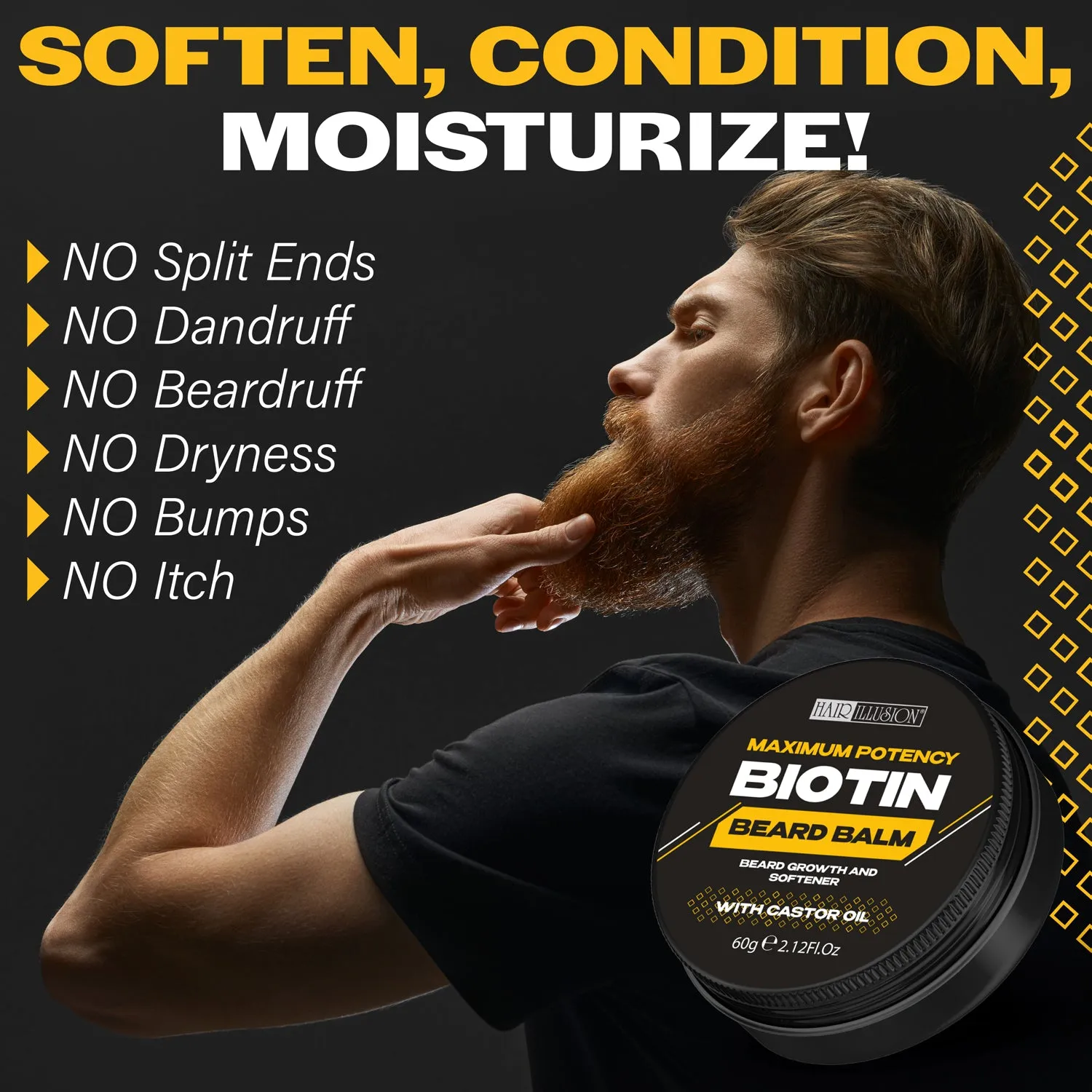 Hair Illusion Maximum Potency Biotin Beard Balm For Beard Growth And Softening